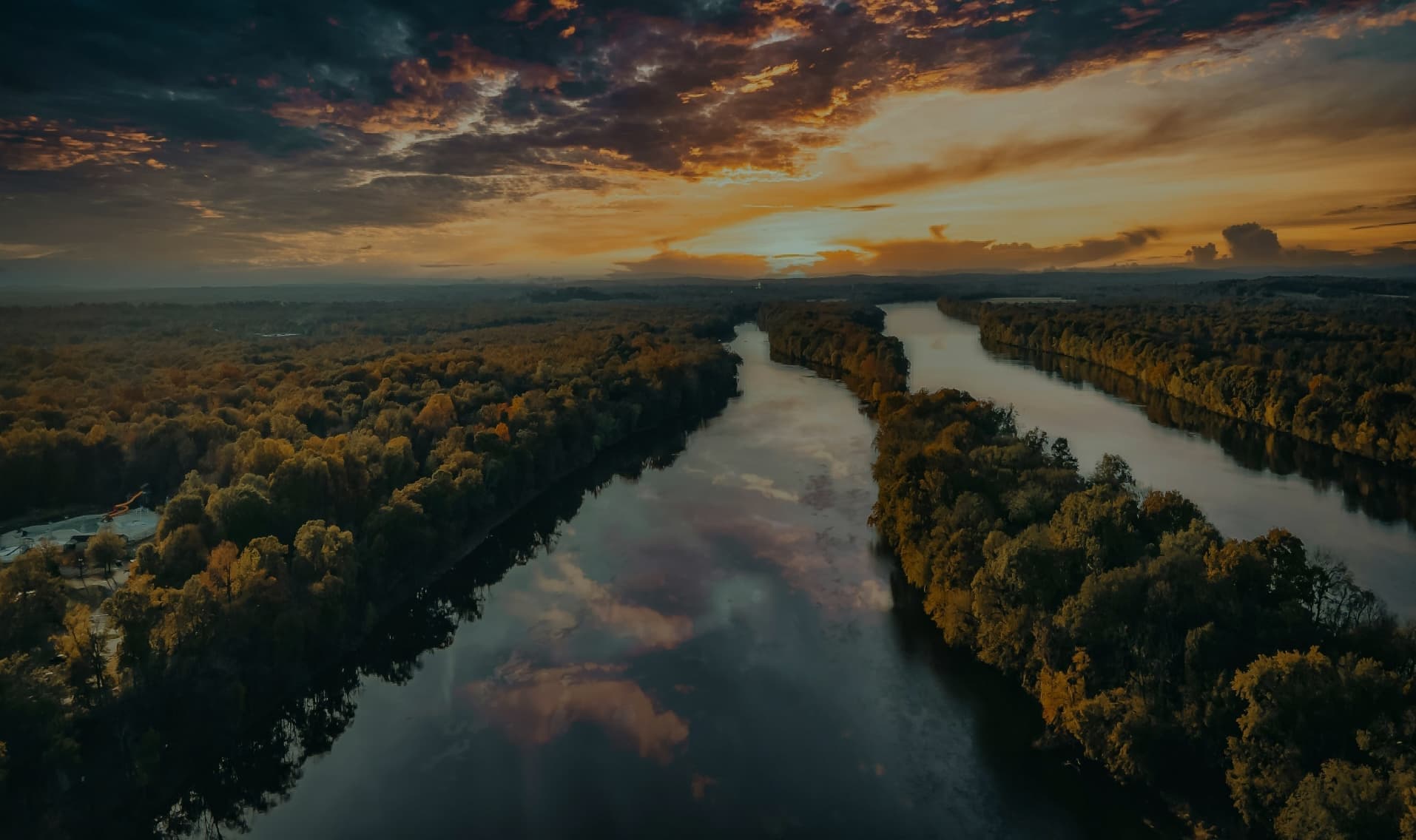 Virginia wetlands and streams aerial view